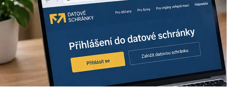 Ilustrační zobrazení vstupní obrazovky Datových schránek s tlačítkem pro přihlášení