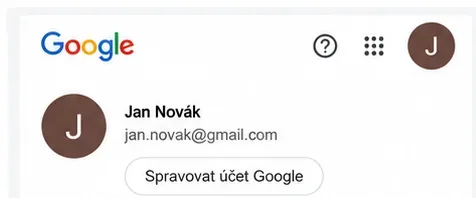 Detail nabídky účtu Google s e-mailovou adresou pro ověření správného profilu