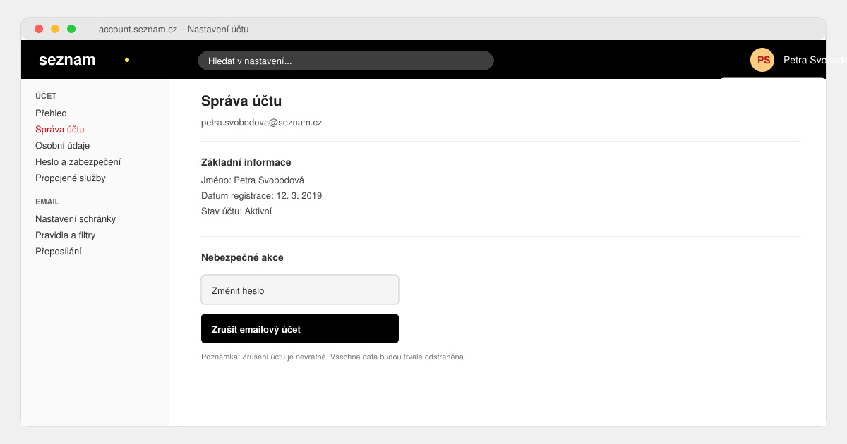Jak zrušit email seznam