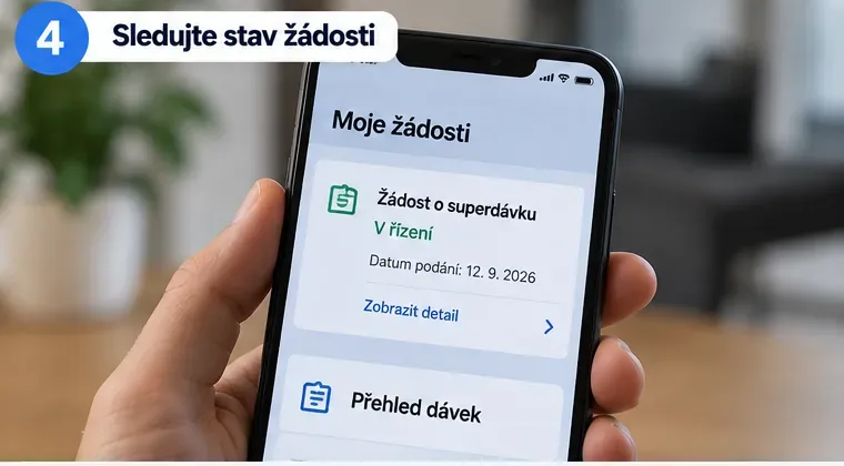Telefon s orientačním přehledem stavu žádosti o superdávku označené jako v řízení