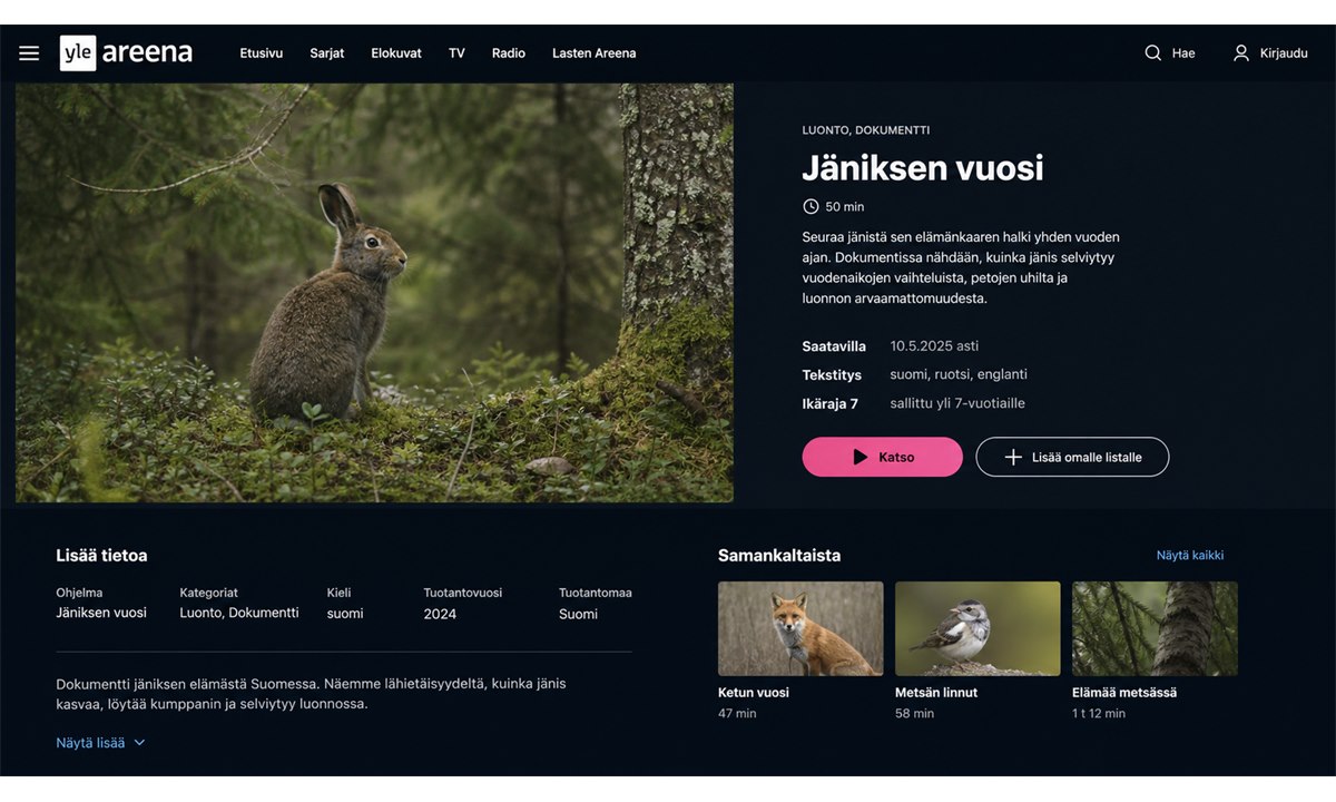 Jäniksen vuosi -elokuvan tietosivu Yle Areenassa