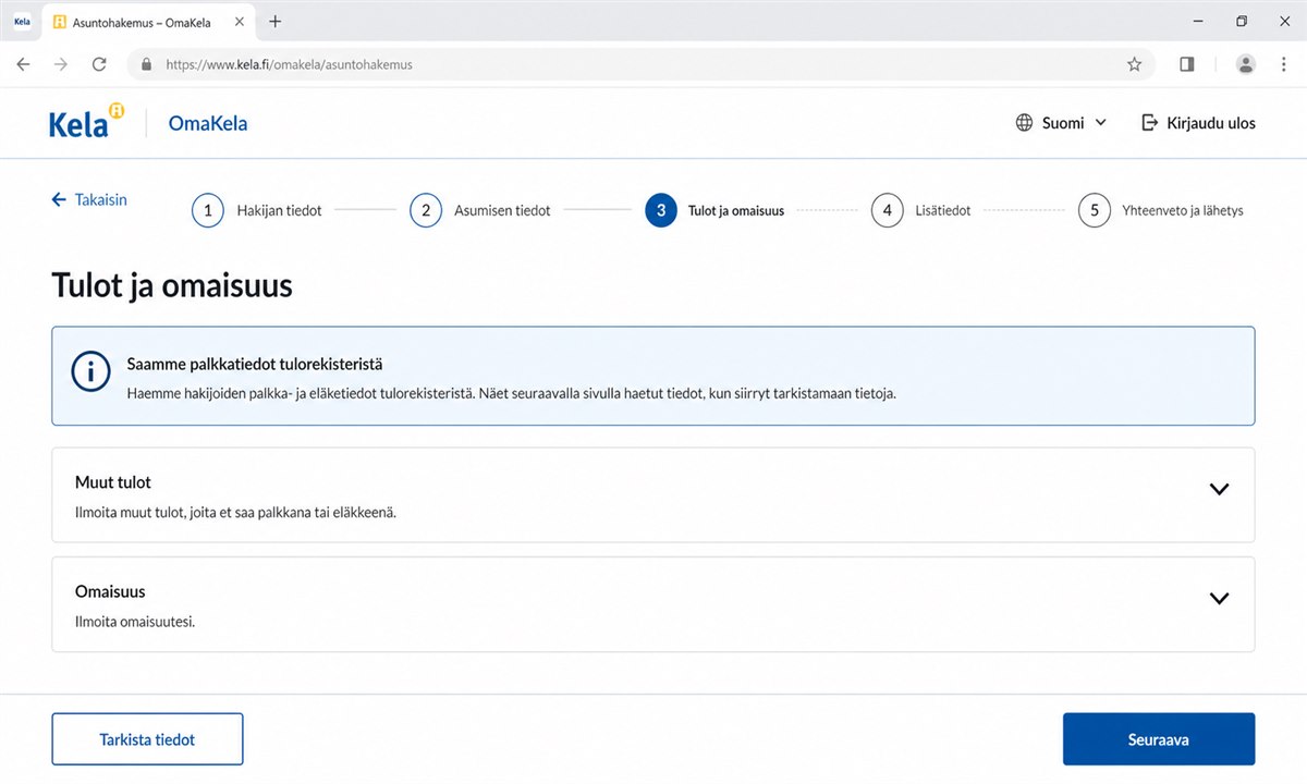 Tulojen ilmoittaminen Kelan asumistukihakemuksessa