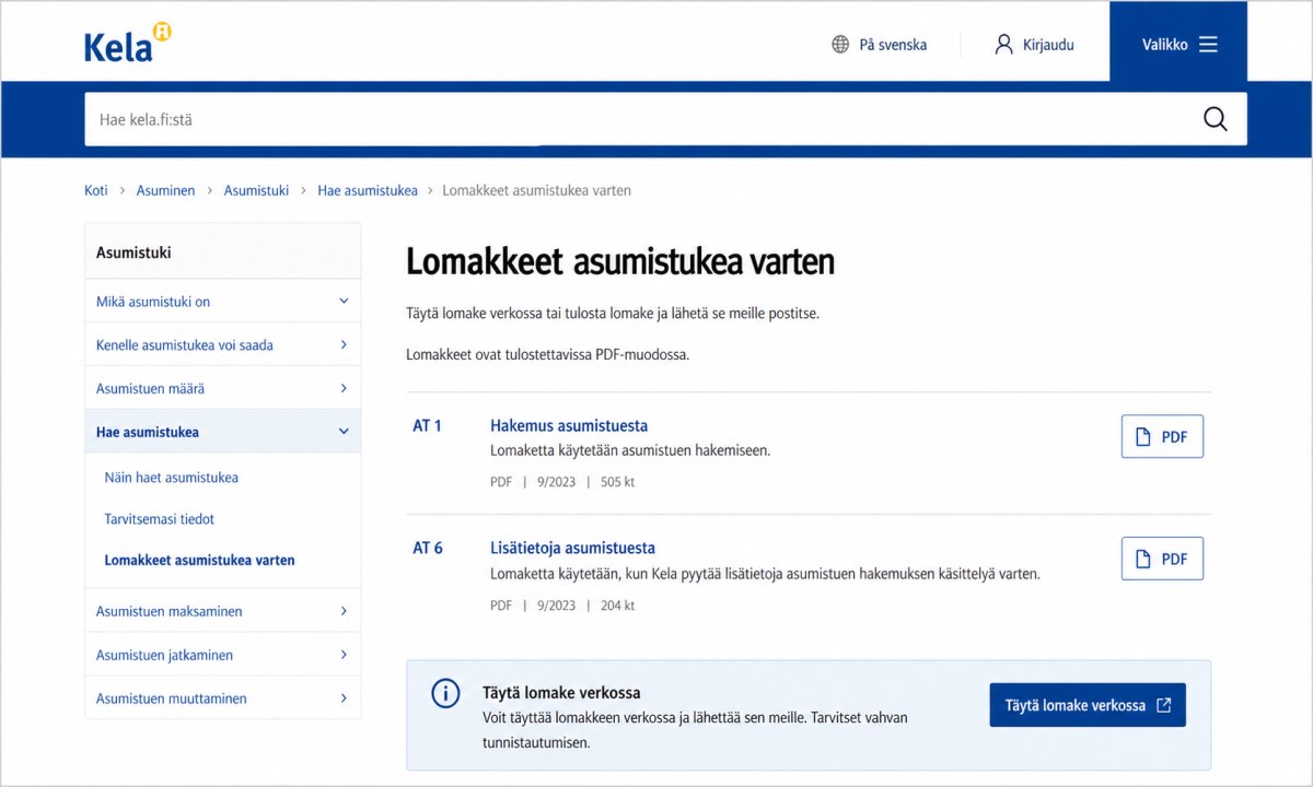 Kela fi lomakkeet asumistuki