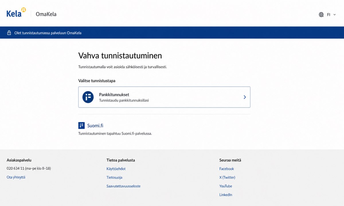 Oma Kela kirjautuminen pankkitunnuksilla