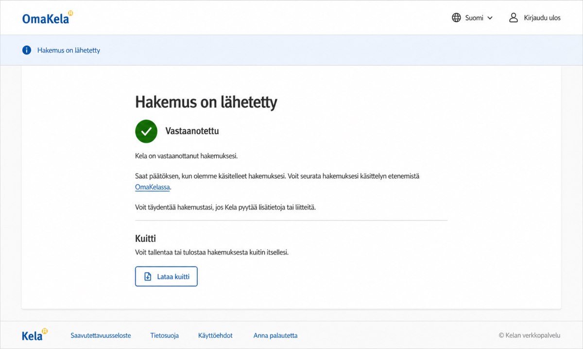 Asumistukihakemuksen lähettäminen vahvistusviesti