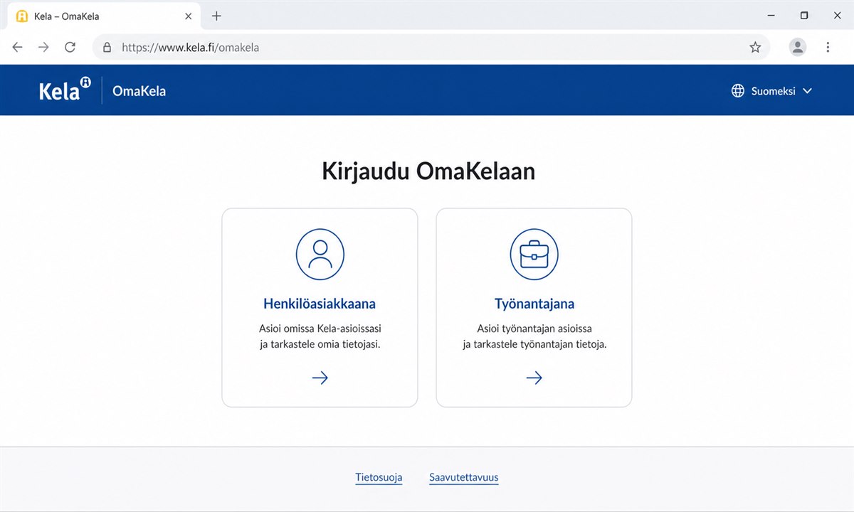 OmaKela kirjautumissivu tunnistautumisvaihtoehdoilla