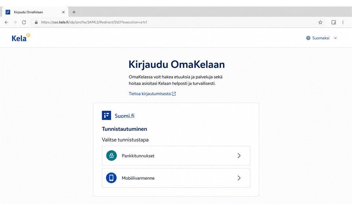 OmaKela kirjautumissivu verkkopankkitunnuksilla