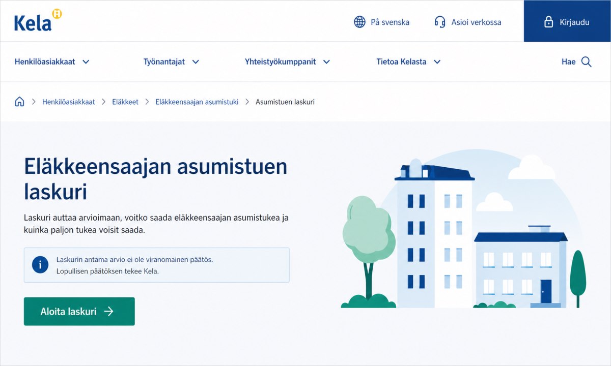 Kela laskurit eläkkeensaajan asumistuki