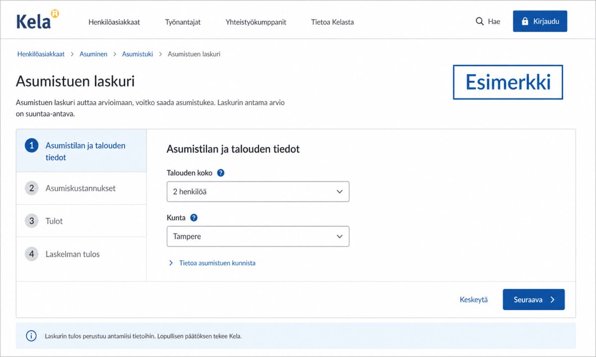 Ruokakunnan koon ja asuinkunnan syöttäminen