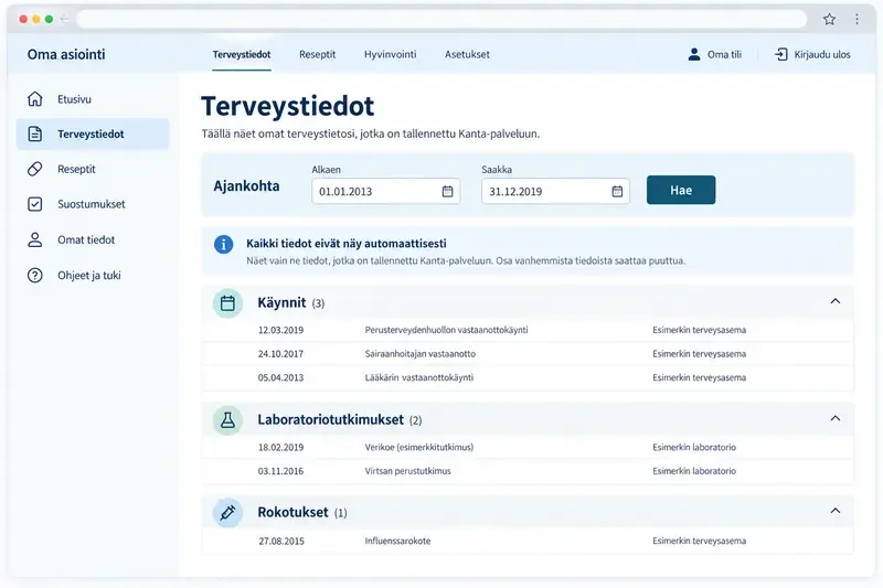 Kuinka vanhat terveystiedot näkyvät OmaKannassa? Näin löydät ne ja tiedät, mitä puuttuu