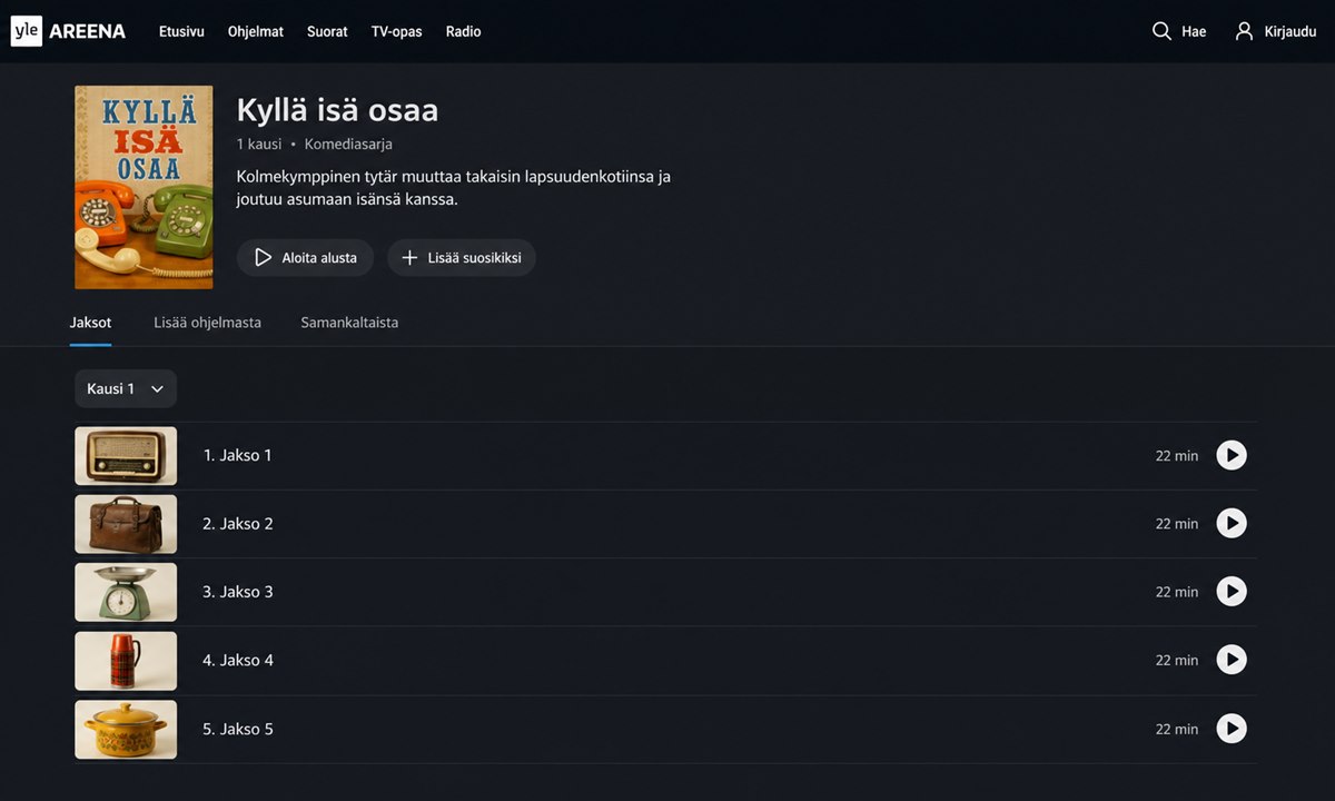Kyllä isä osaa jaksoluettelo Yle Areena