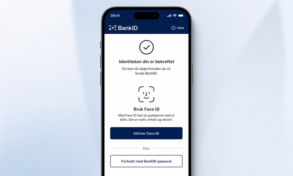 Passordopprettelse og biometri-aktivering i BankID-appen