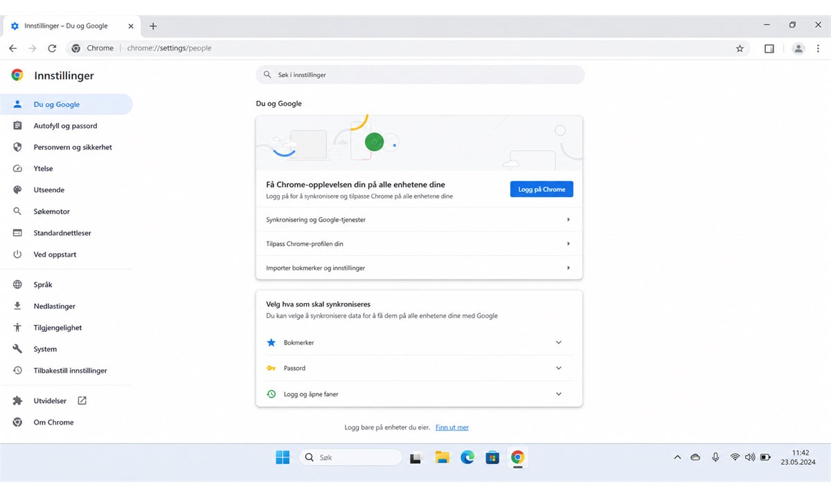 Logge inn i Google Chrome for synkronisering
