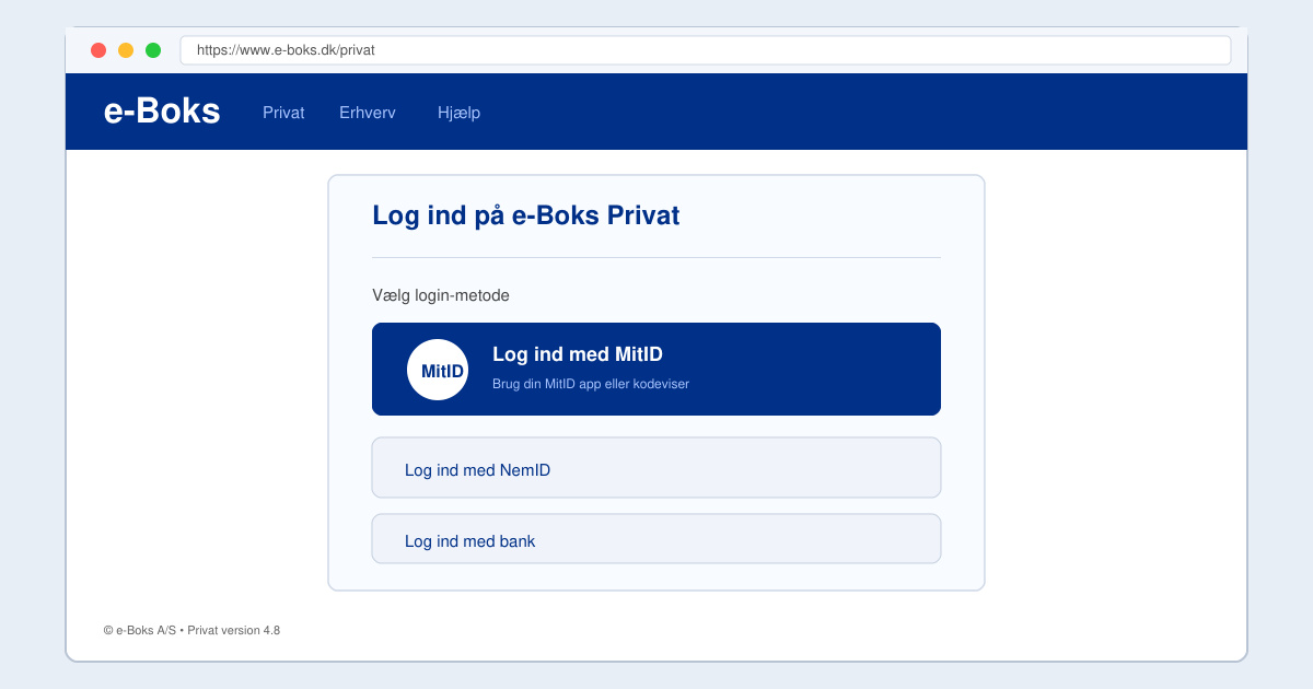 Log på e boks privat