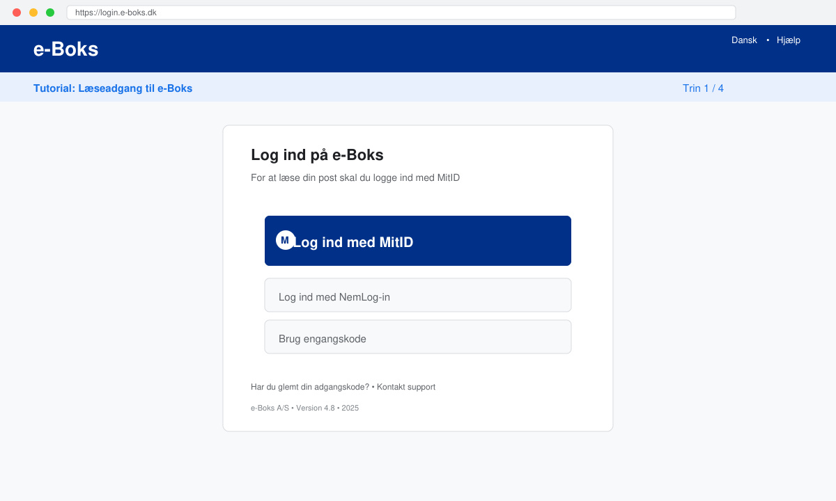 Login til e-Boks med MitID på eboks.dk