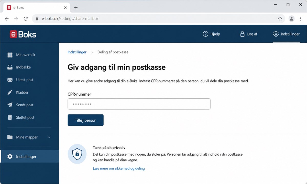 e-Boks adgangsformular med CPR-nummer felt