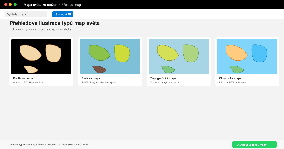 Mapa světa ke stažení