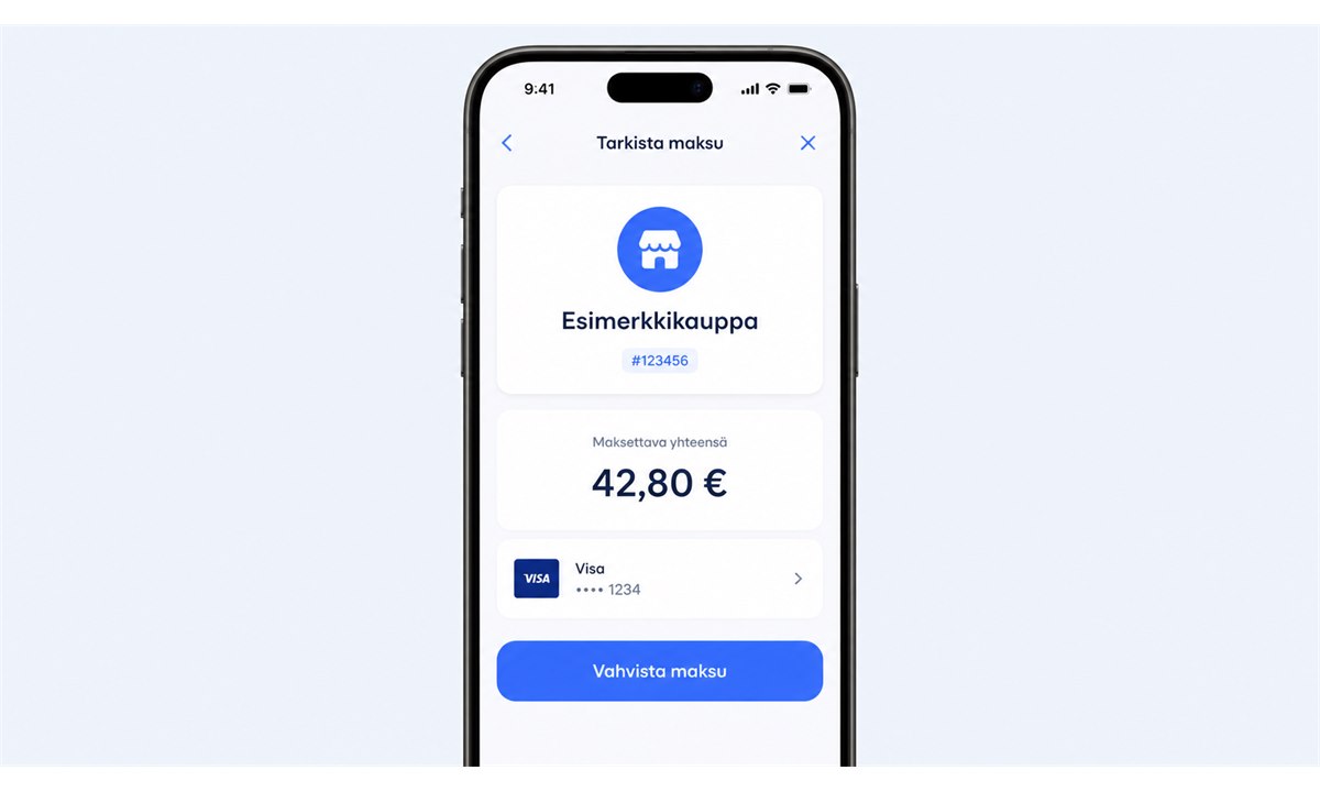 Maksusumman tarkistaminen MobilePay-sovelluksessa ennen vahvistusta