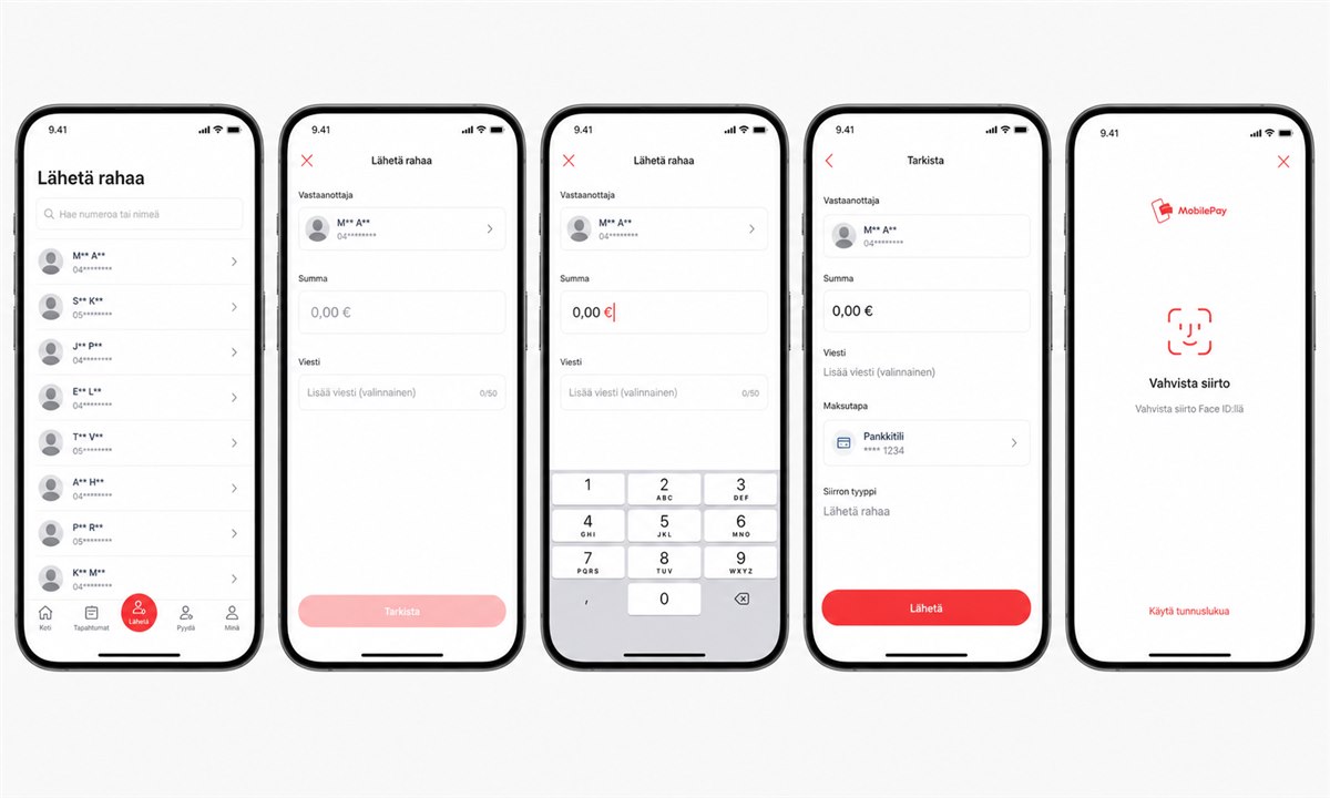 Rahan lähettäminen kaverille MobilePaylla