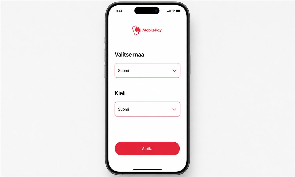 MobilePay maan ja kielen valinta sovelluksessa