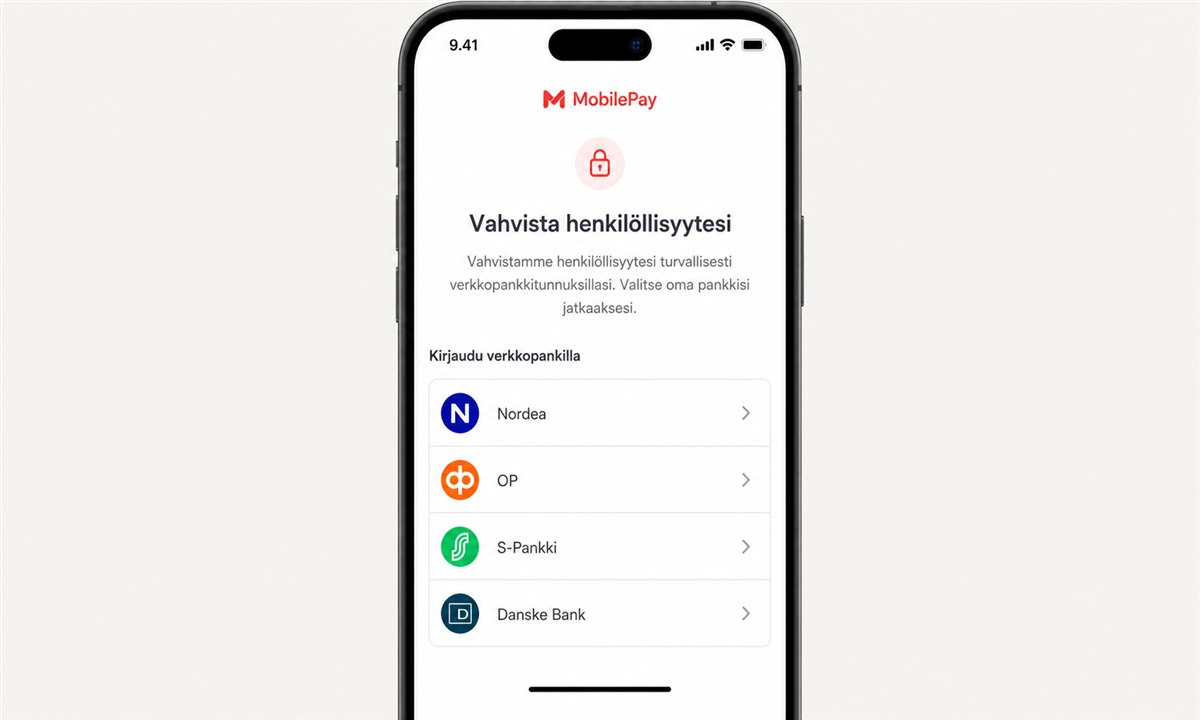 Henkilöllisyyden vahvistaminen verkkopankilla MobilePay-käyttöönotossa