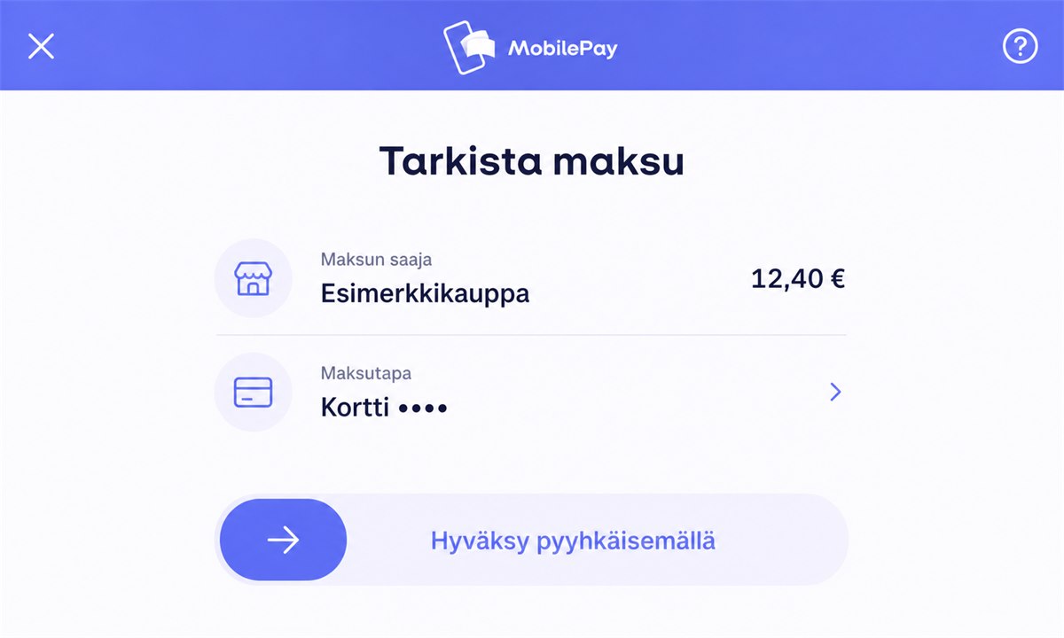 MobilePay maksun vahvistaminen summan tarkistus