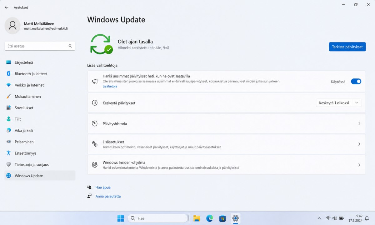 Windows 11 päivitys onnistui – Olet ajan tasalla -ilmoitus