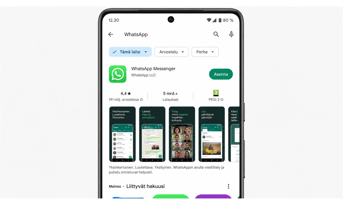 WhatsApp-haku sovelluskaupassa hakutulokset