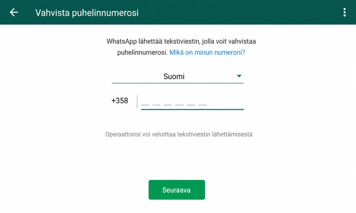 WhatsApp puhelinnumeron vahvistus uudessa puhelimessa