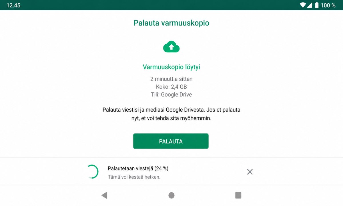 WhatsApp varmuuskopion palautus uudessa puhelimessa