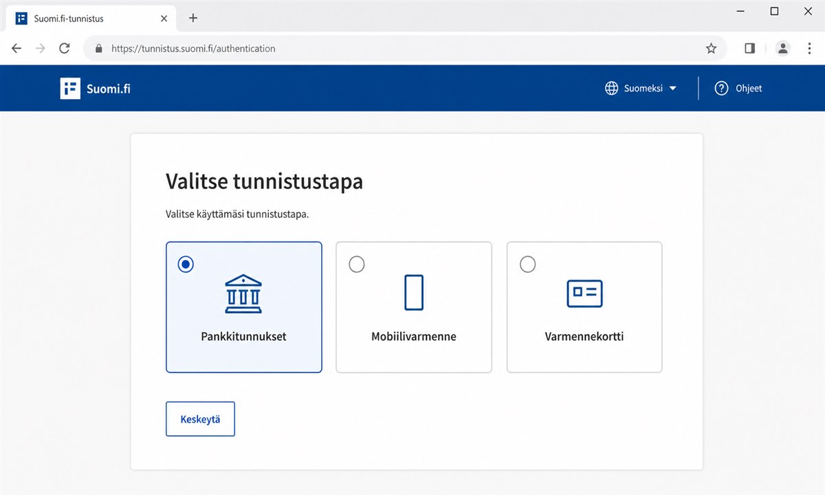 Tunnistautumistavan valinta suomi.fi-palvelussa