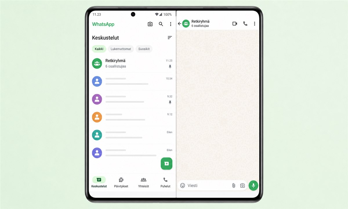 WhatsApp ryhmäkeskustelun avaaminen kyselyn luomista varten