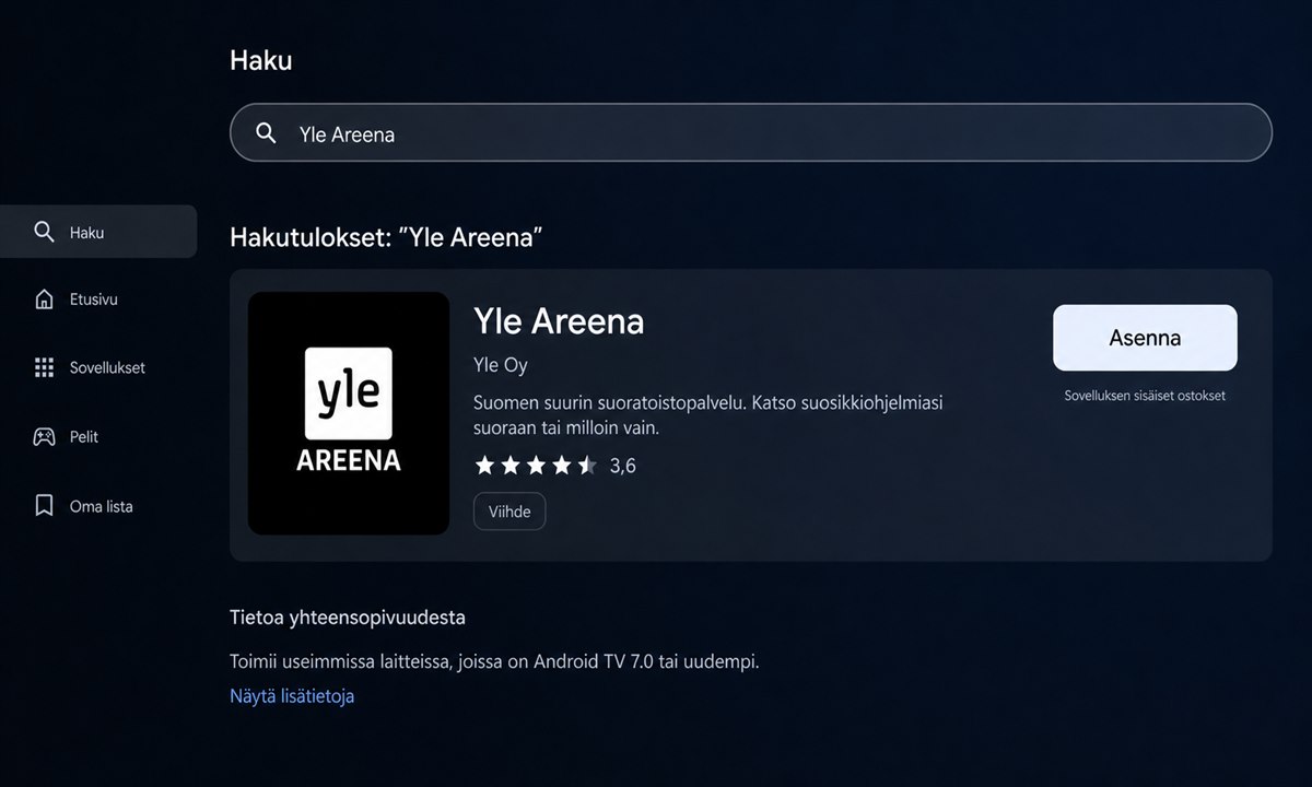 Yle Areena Smart TV sovellus asennus