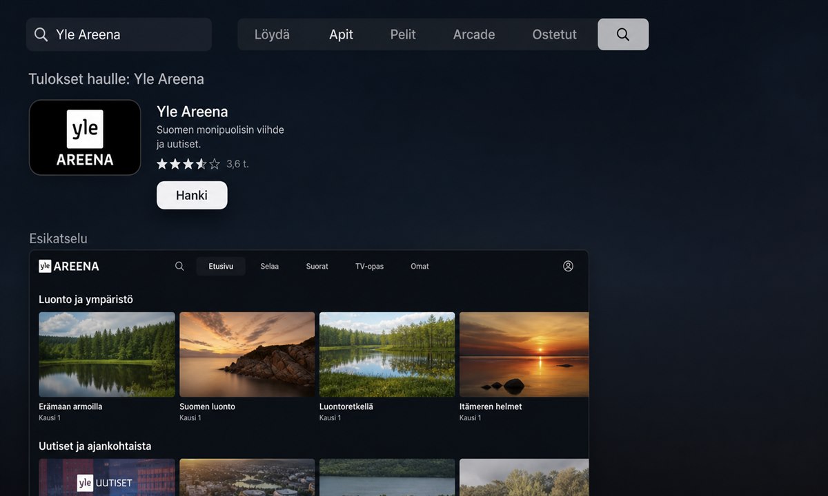 Yle Areena Apple TV sovellus
