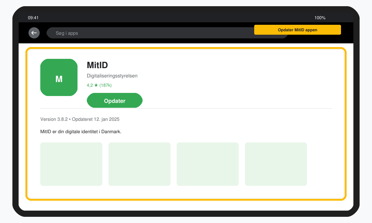 Opdater MitID appen i Google Play Store