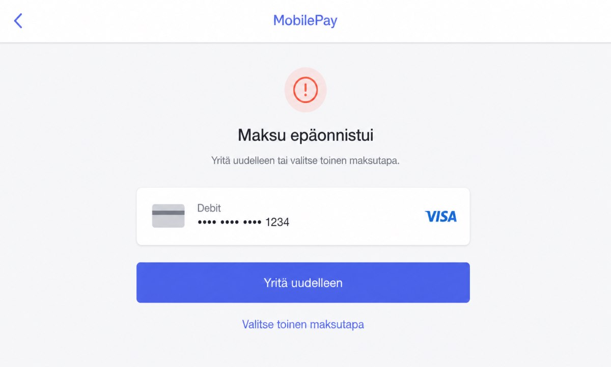 Mobilepay debit ei toimi