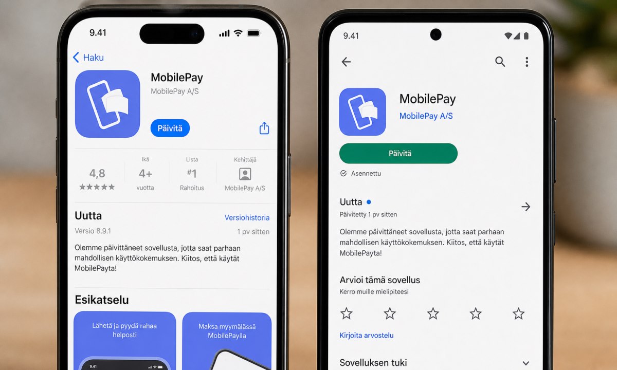 MobilePay-sovelluksen päivitys App Storessa tai Google Playssa