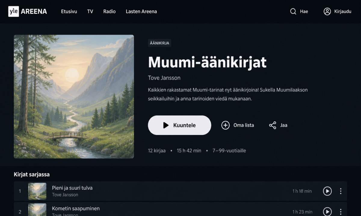 Muumi äänikirja yle areena