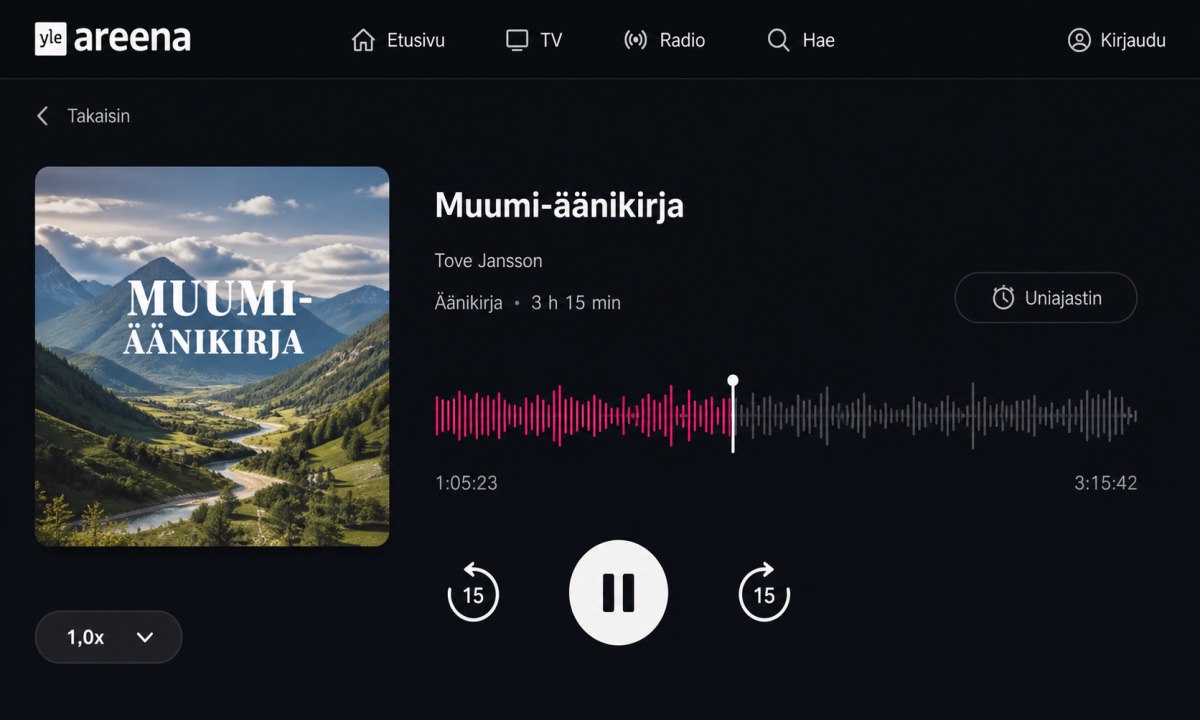 Muumi äänikirja soitin Yle Areenassa