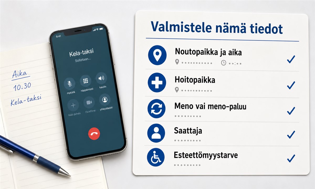 Tietojen antaminen Kelan taksin tilausvaiheessa