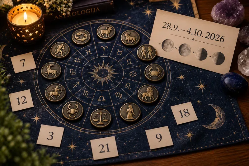 Nedēļas laimīgie skaitļi 28.09.–04.10.2026 visām 12 zodiaka zīmēm
