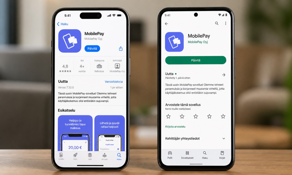 MobilePay sovelluksen päivitys App Storessa tai Google Playssa