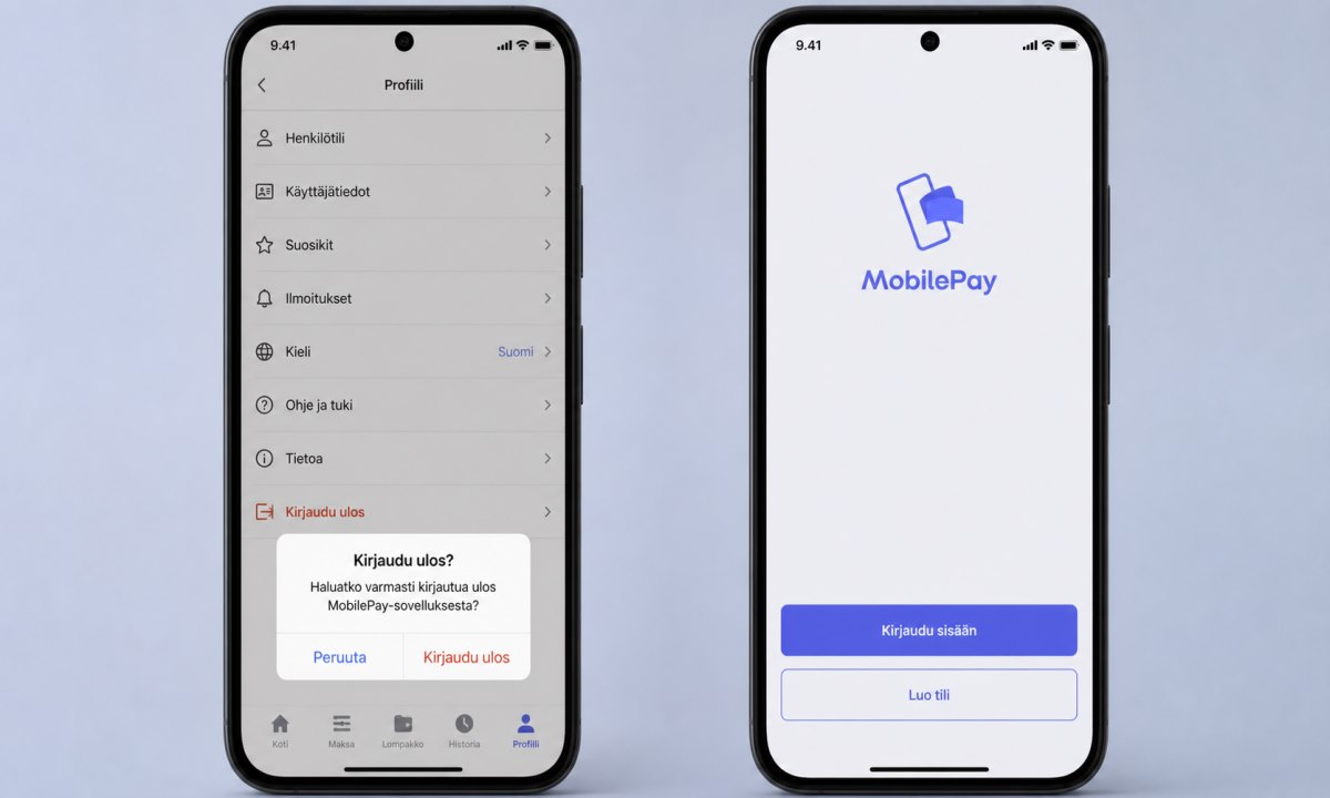 MobilePay uloskirjautuminen ja uudelleenkirjautuminen