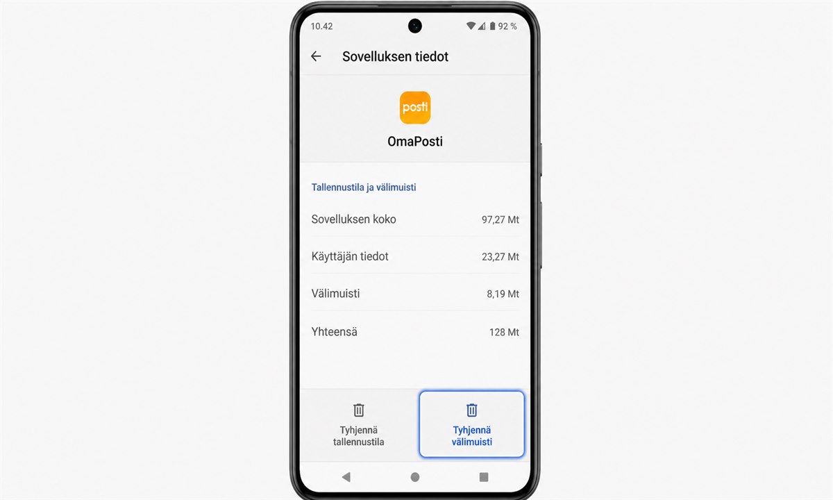 Oma Posti välimuistin tyhjentäminen Android-asetuksissa