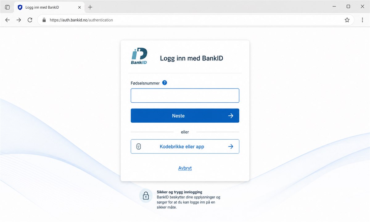 Innlogging med BankID kodebrikke for å aktivere BankID på mobil