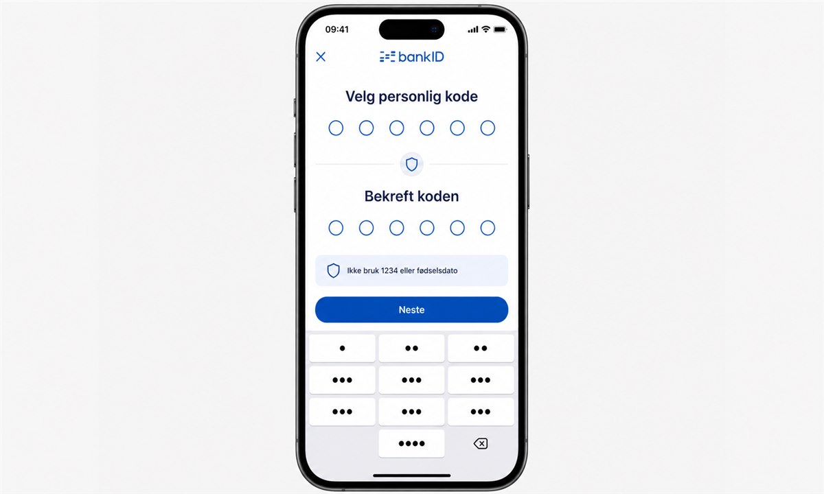 Oppretting av personlig kode for BankID på mobil