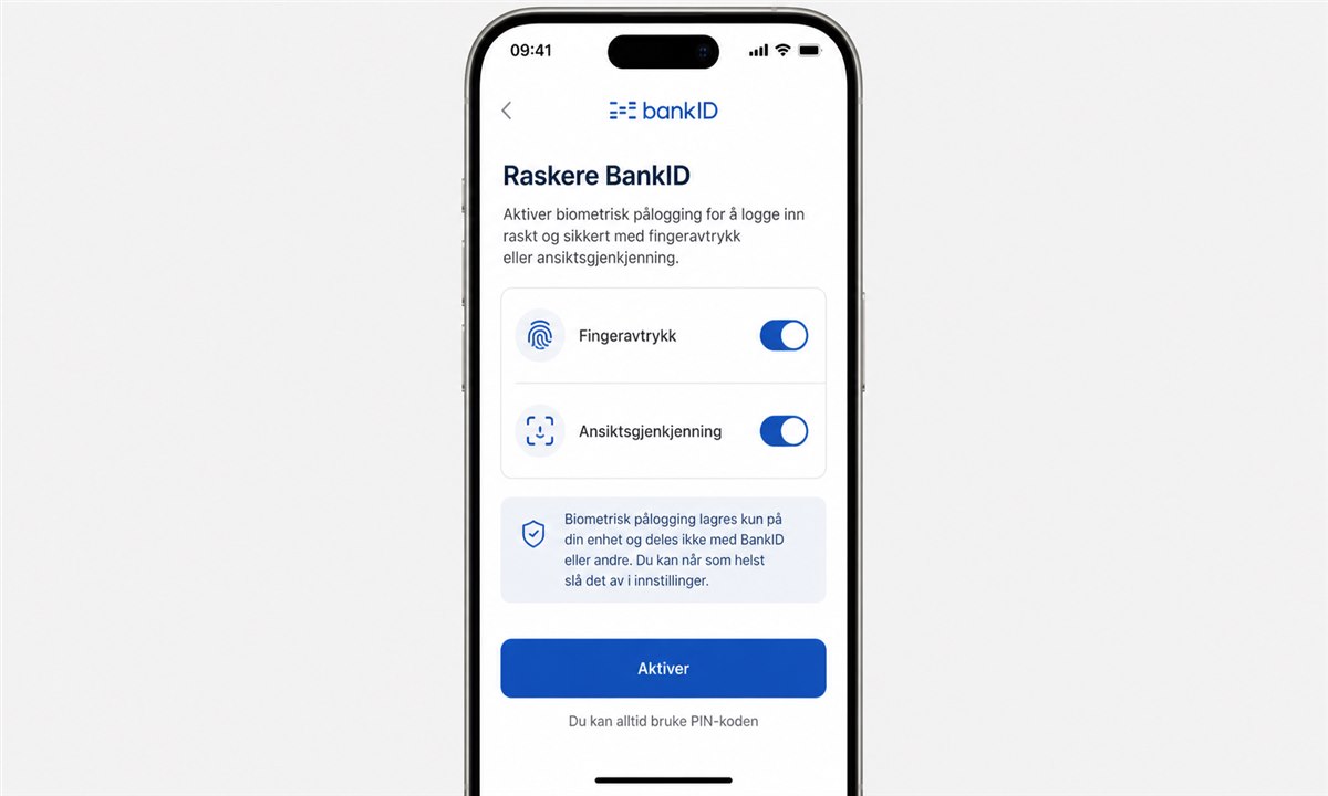 Aktivering av fingeravtrykk for BankID på mobil i bankapp