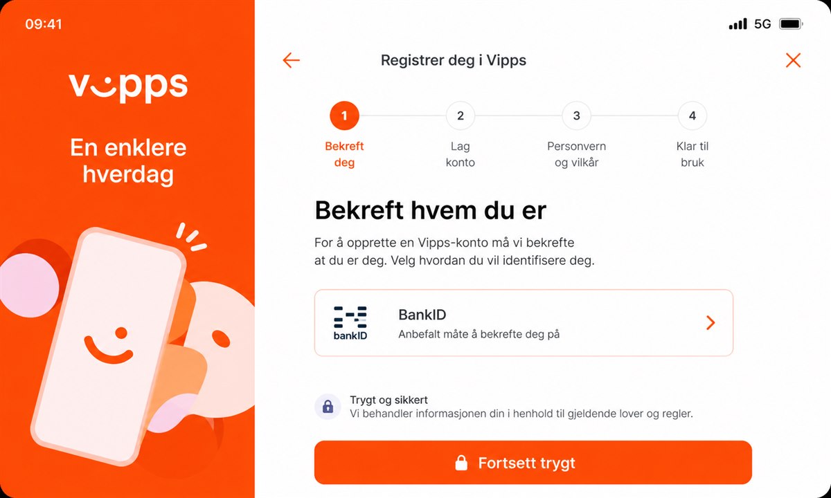 Vipps-appen på barnets telefon med BankID-innloggingsskjerm