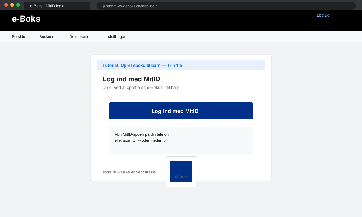 Skærmbillede af MitID-login på eboks.dk