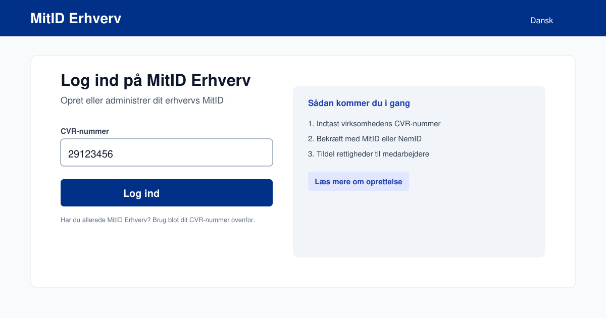Opret mit ID erhverv